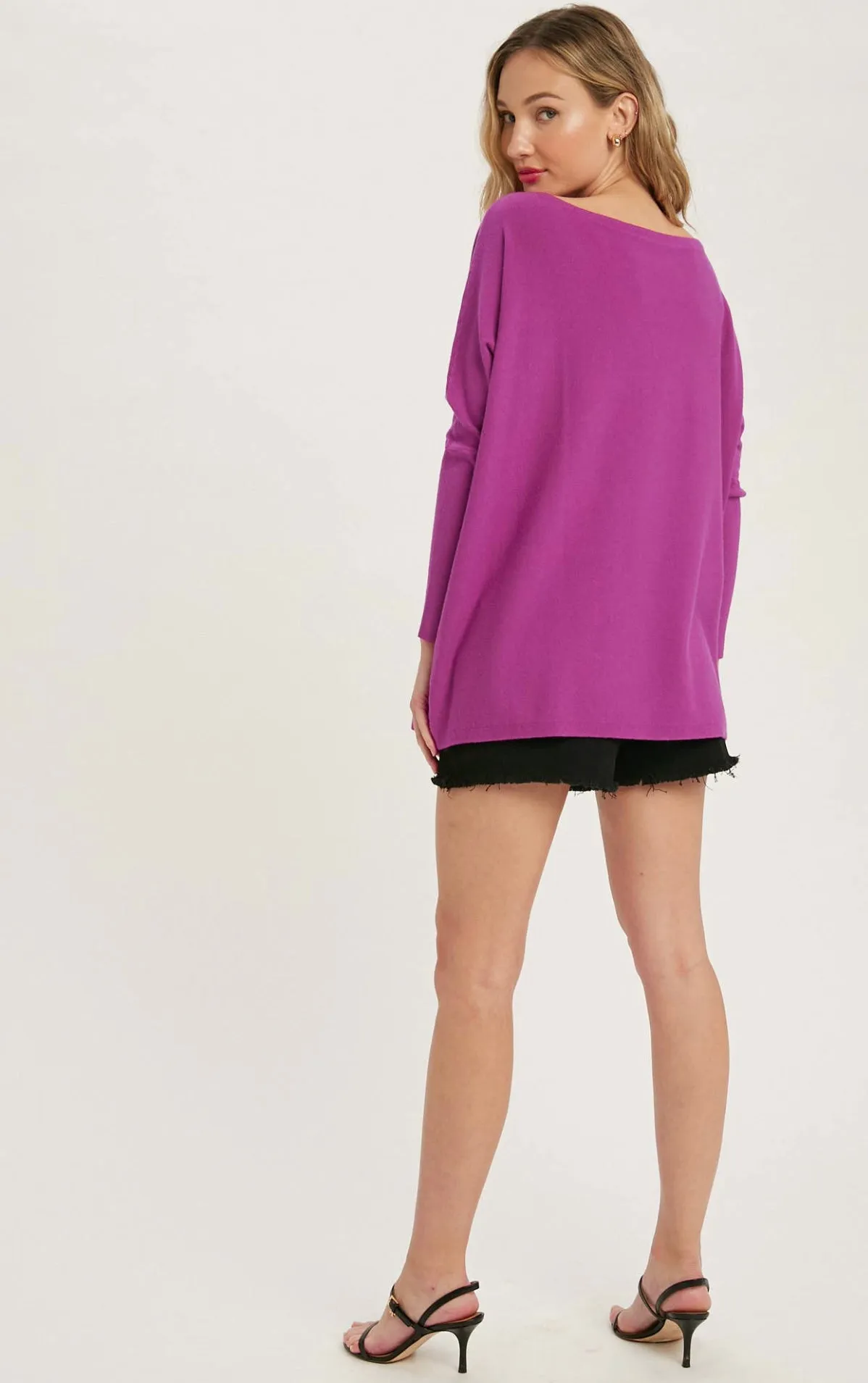 Bluivy Flowy Boatneck Dolman Tunic Sweater