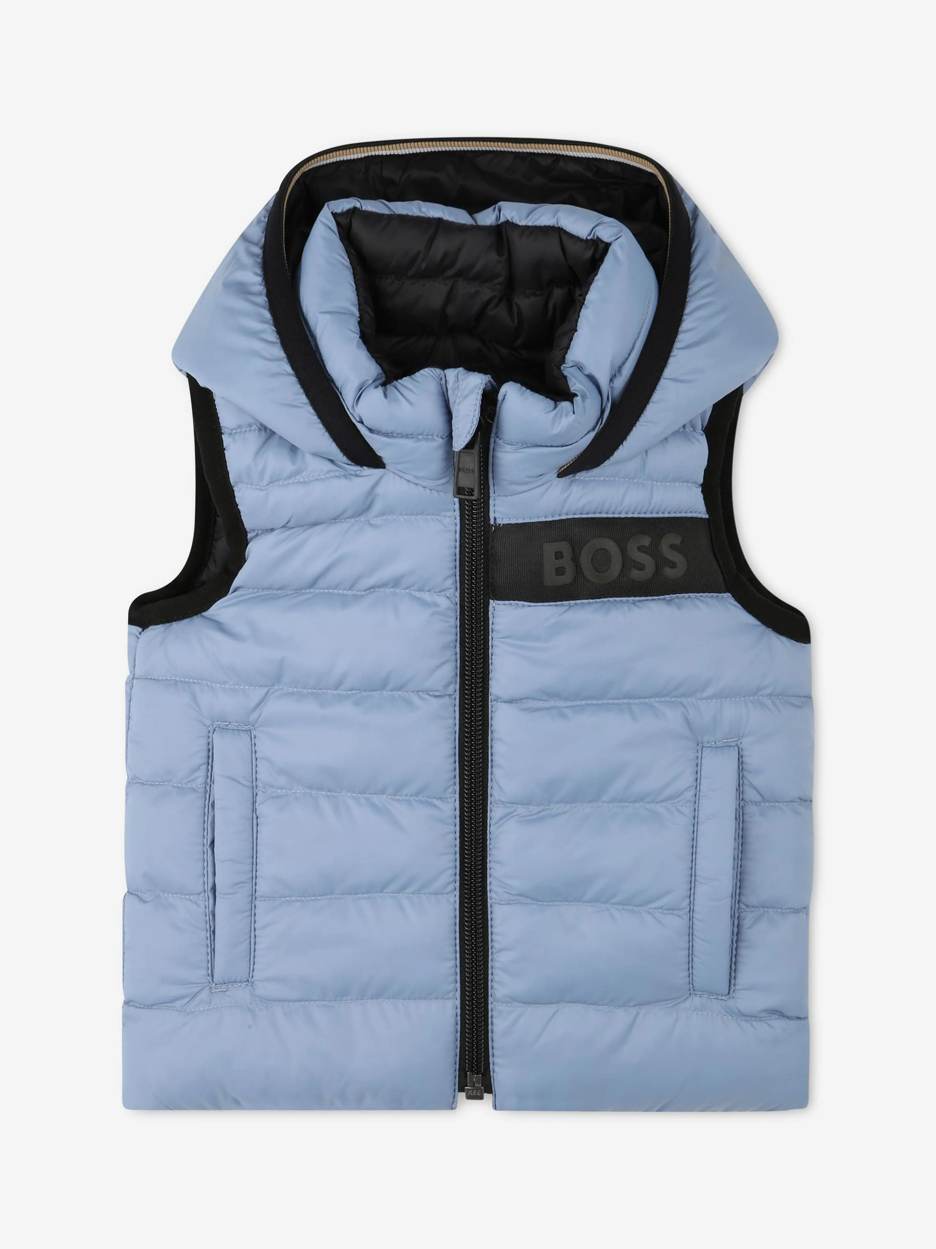 BOSS Baby Boys Reversible Puffer Gilet in Grey