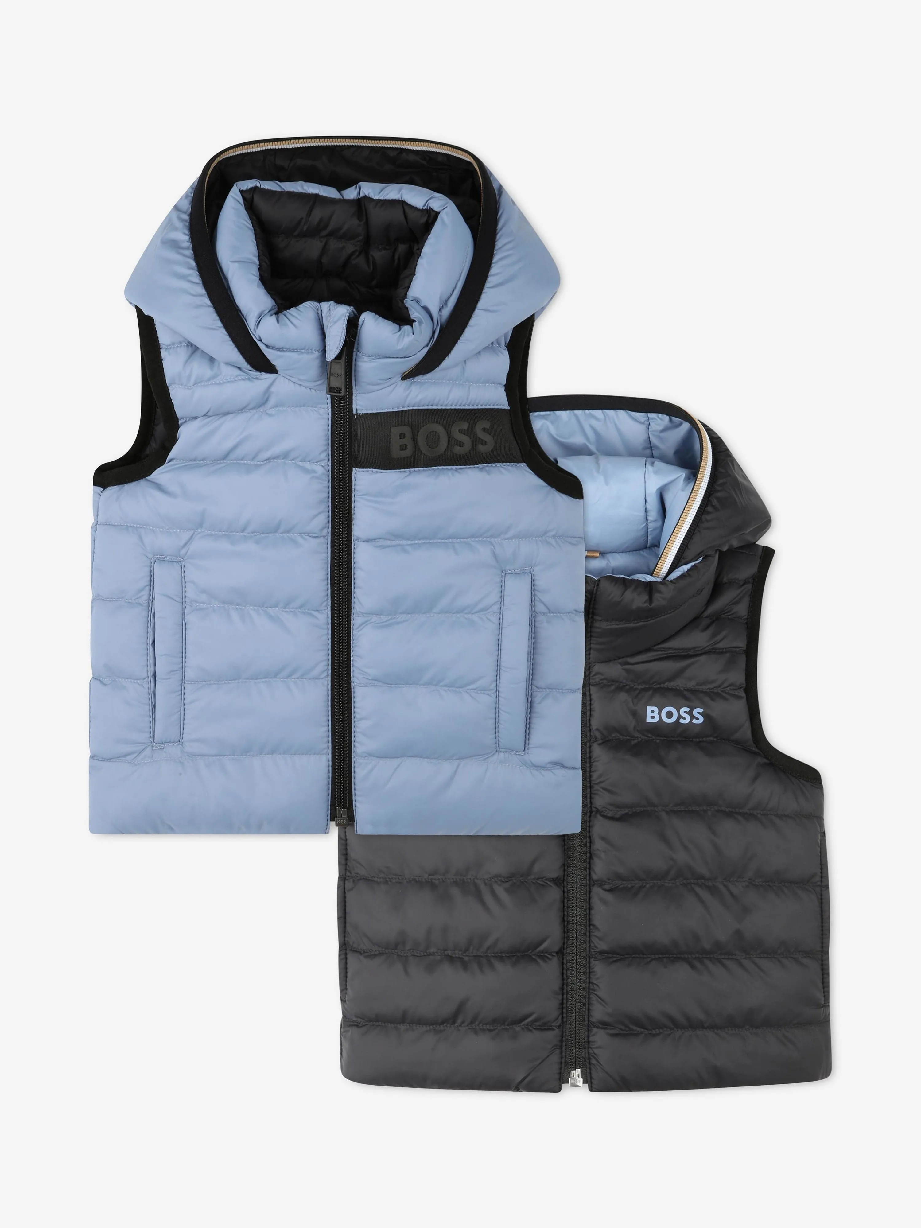 BOSS Baby Boys Reversible Puffer Gilet in Grey