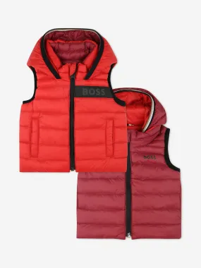 BOSS Baby Boys Reversible Puffer Gilet in Red