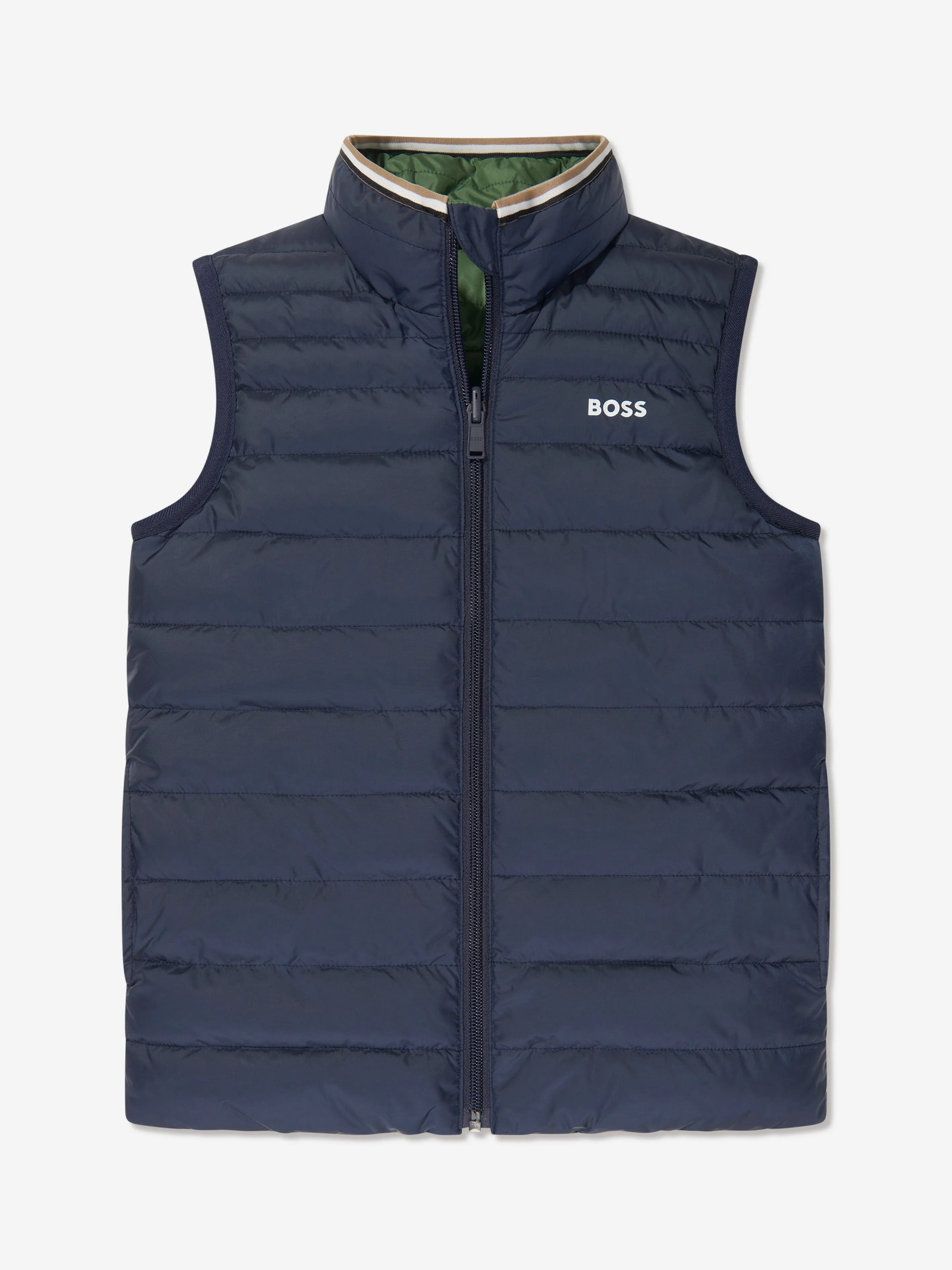 BOSS Boys Reversible Padded Gilet in Green