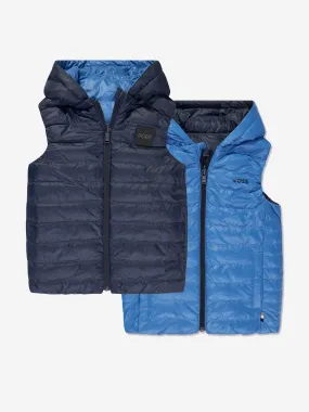 BOSS Boys Reversible Puffer Gilet in Blue