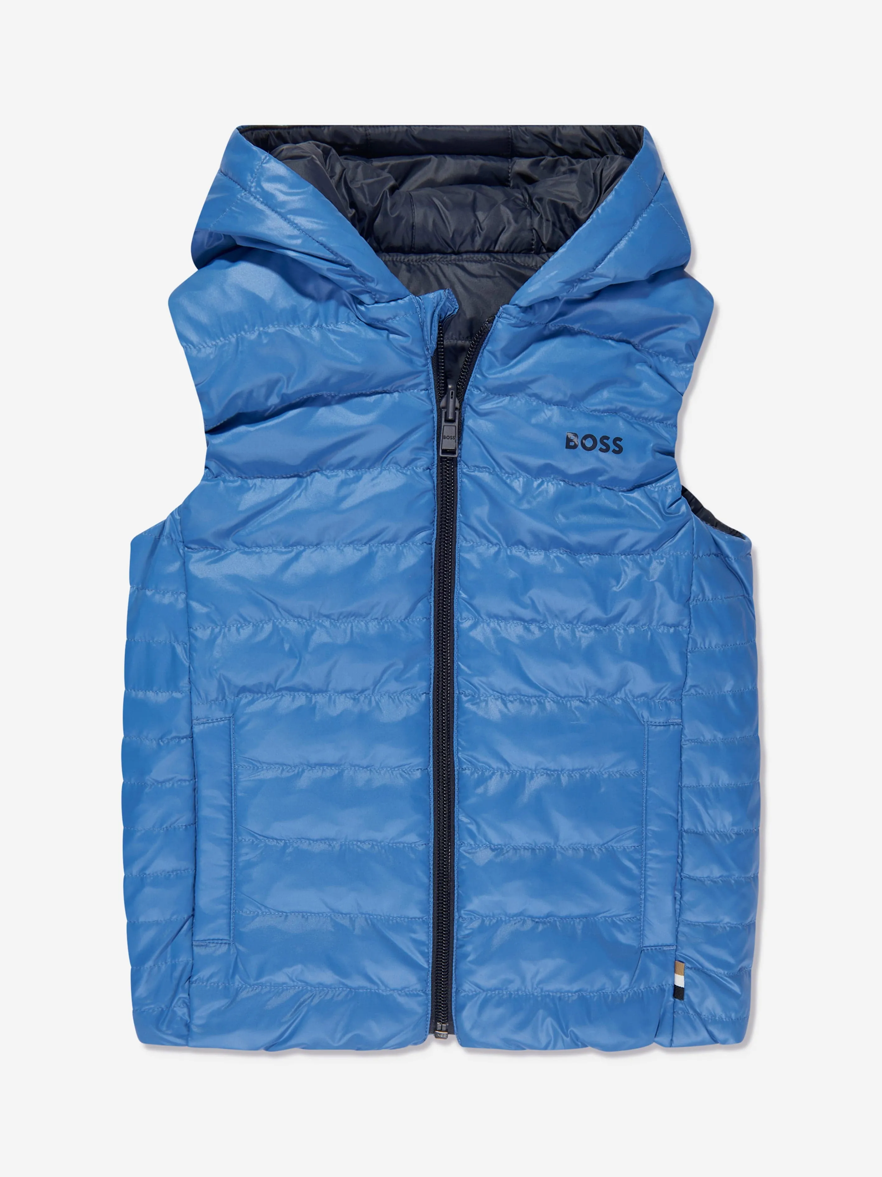 BOSS Boys Reversible Puffer Gilet in Blue