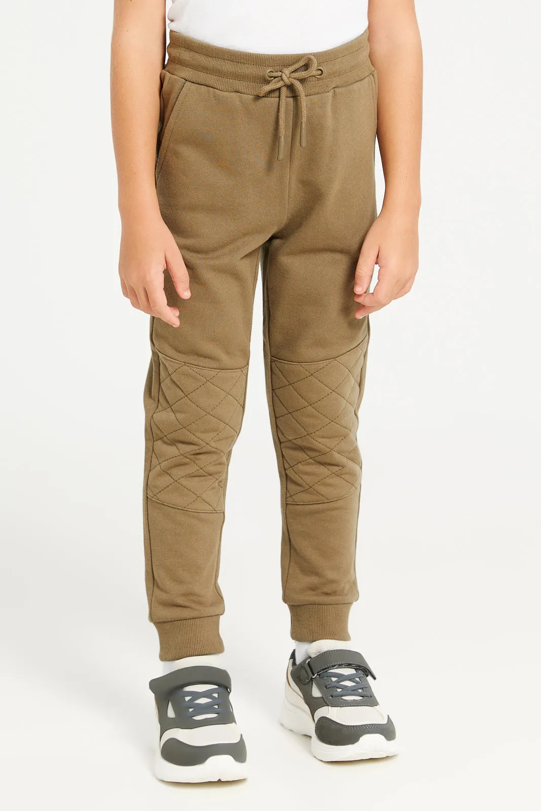 Boys Olive Embossed Jogger Set (2 Piece)