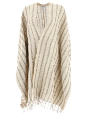 Brunello Cucinelli Striped Asymmetric Hem Poncho