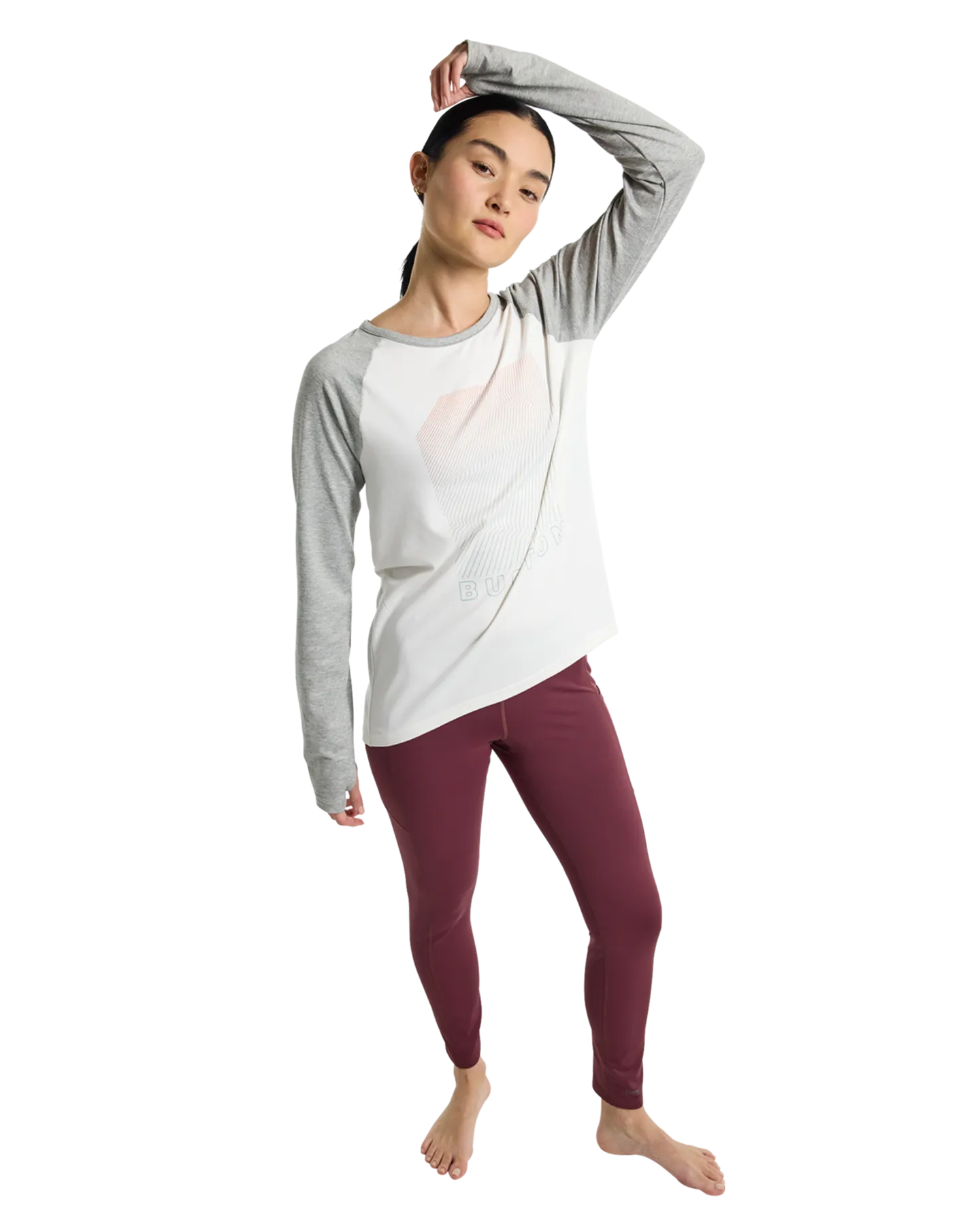 Burton Women's Burton Roadie Base Layer Tech T-Shirt - Stout White/Gray Heather