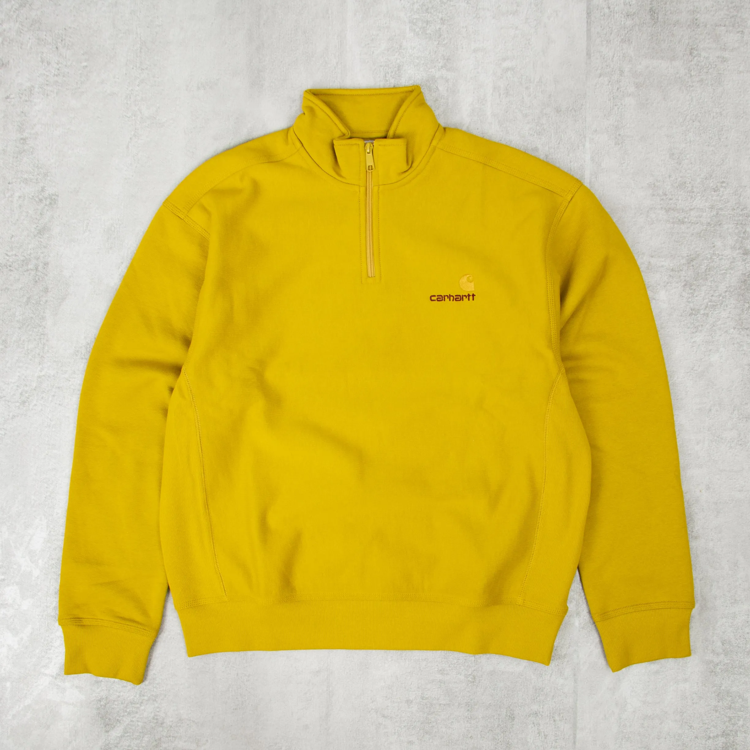 Carhartt WIP Half Zip American Script Sweat - Golden Olive