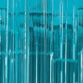 Caribbean Blue Teal Curtain Foil Metallic Fringe | 3' x 8'