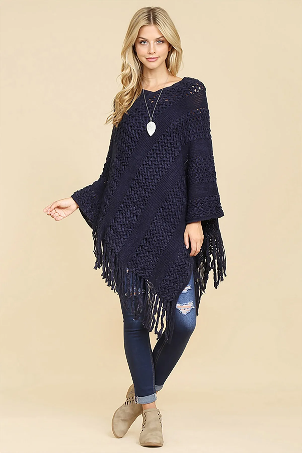 CLASSIC FRINGE PONCHO/6PCS