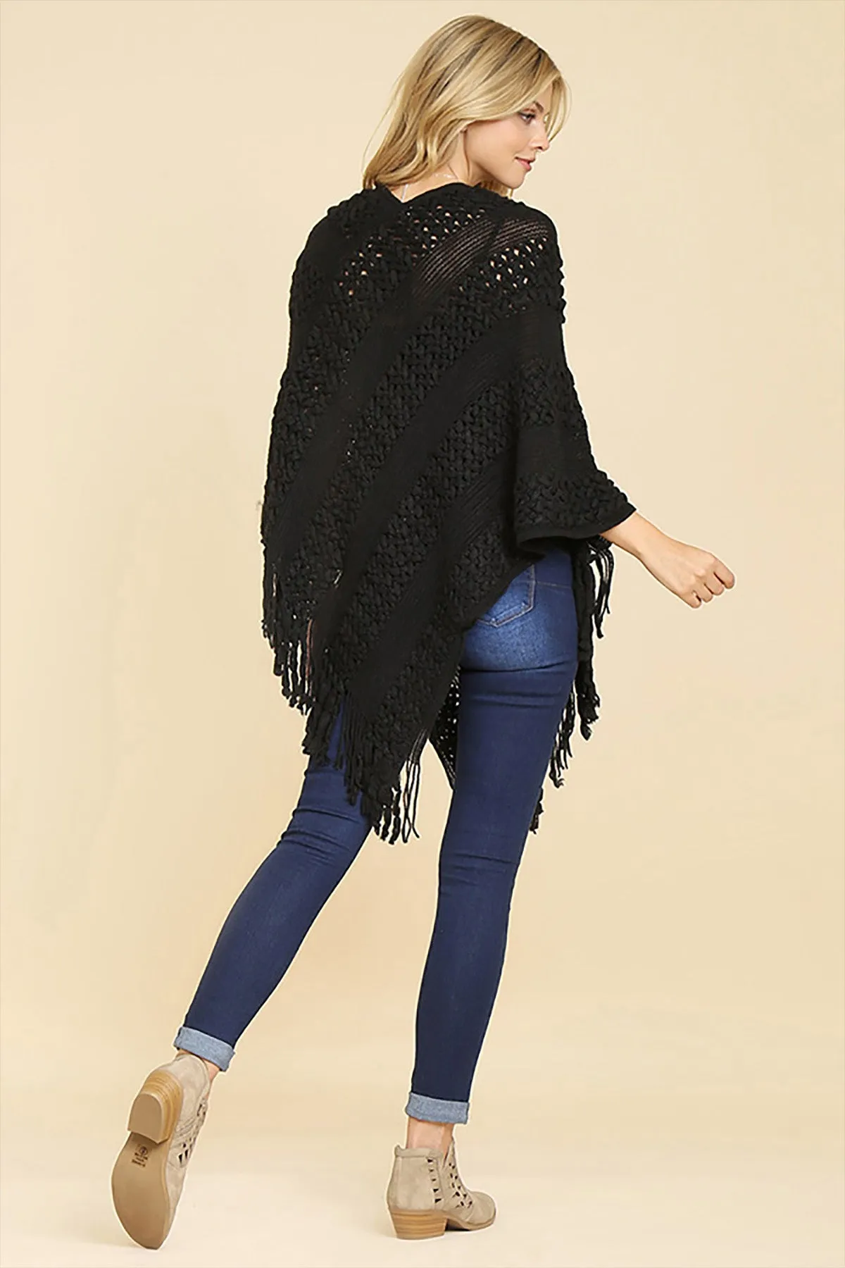 CLASSIC FRINGE PONCHO/6PCS