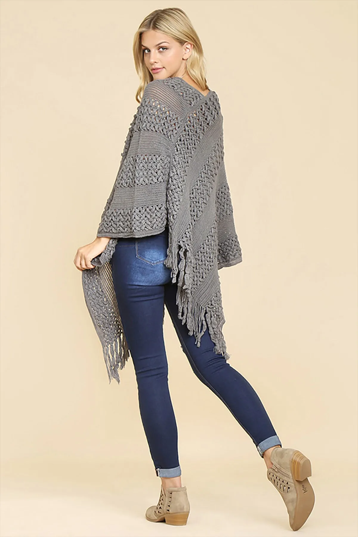 CLASSIC FRINGE PONCHO/6PCS