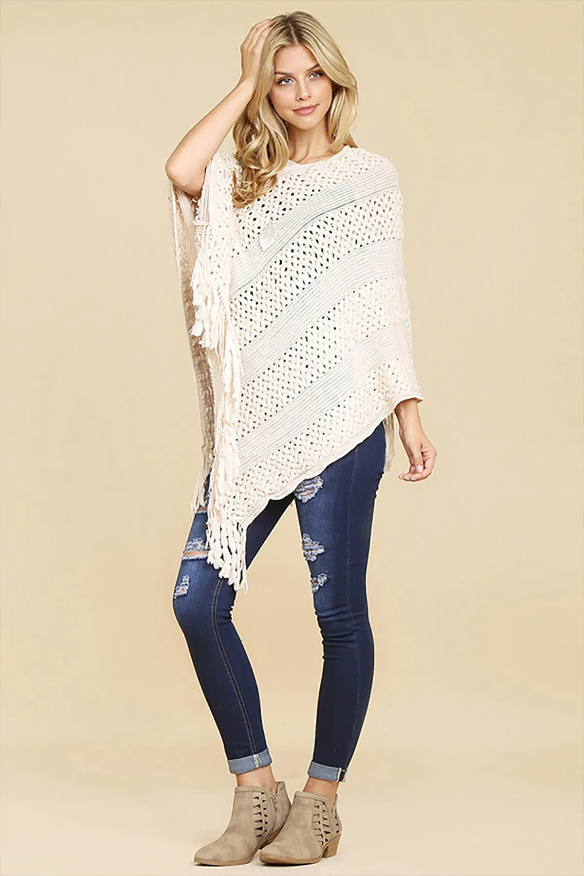 CLASSIC FRINGE PONCHO/6PCS