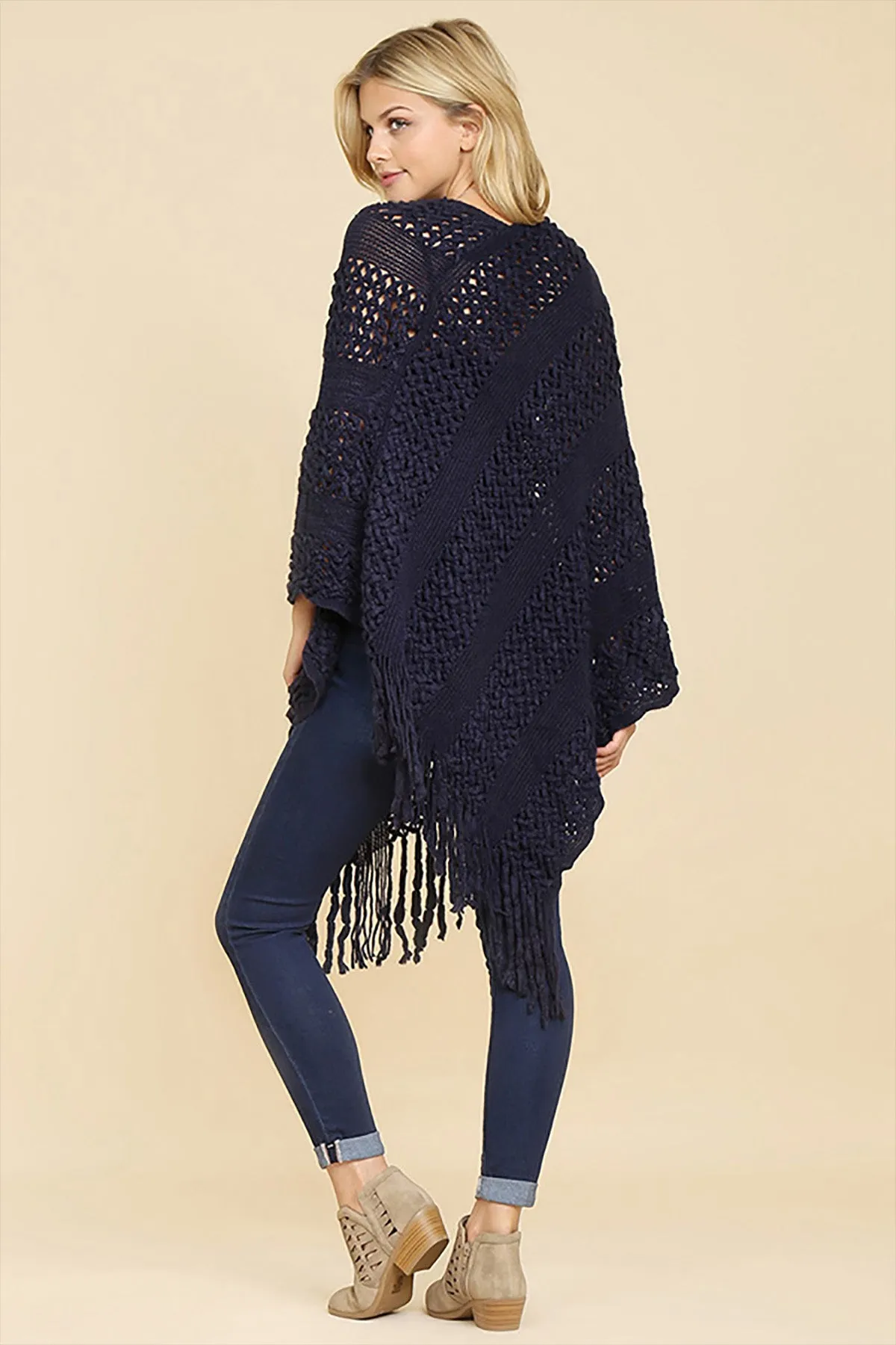 CLASSIC FRINGE PONCHO/6PCS