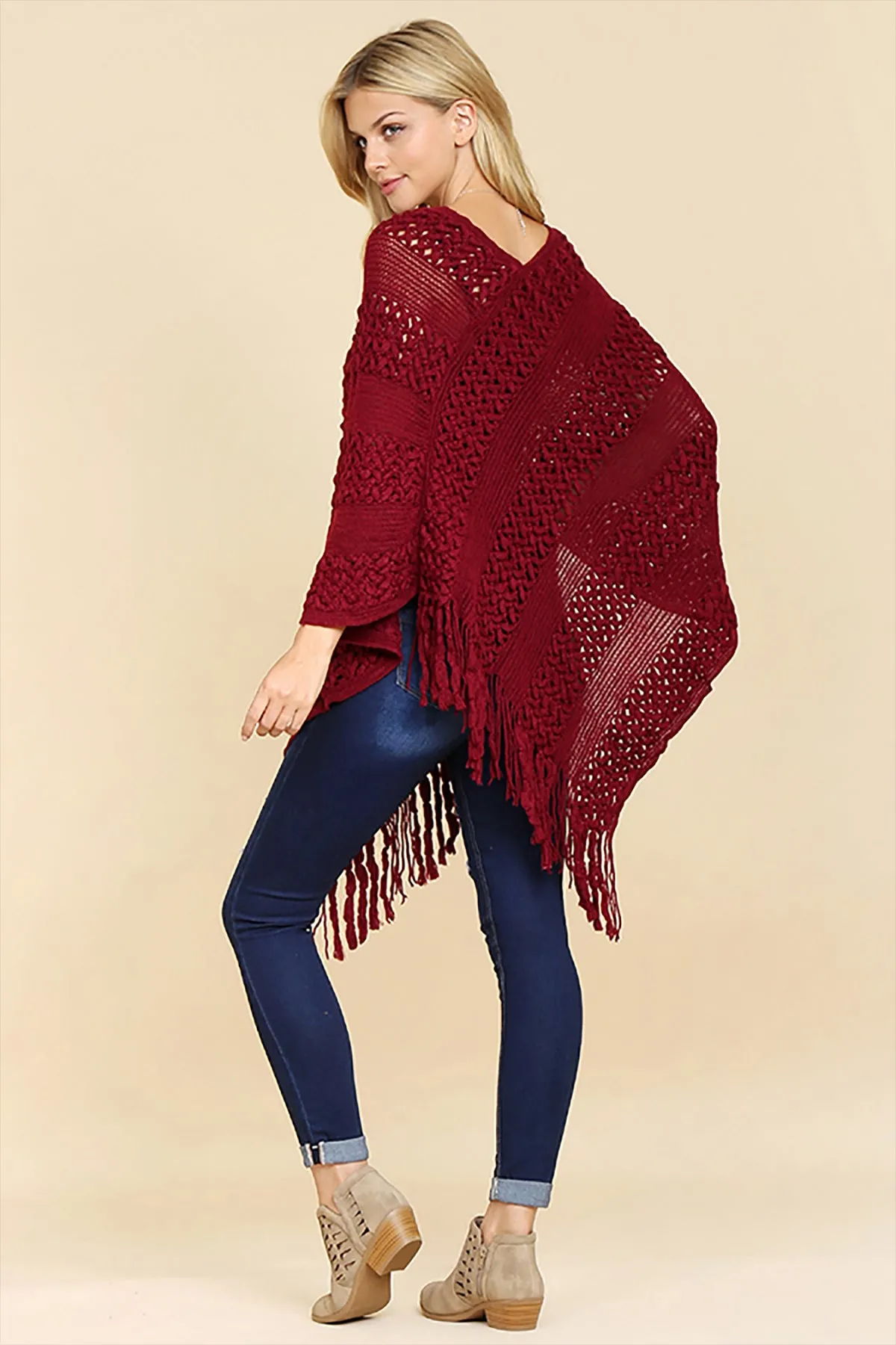 CLASSIC FRINGE PONCHO/6PCS