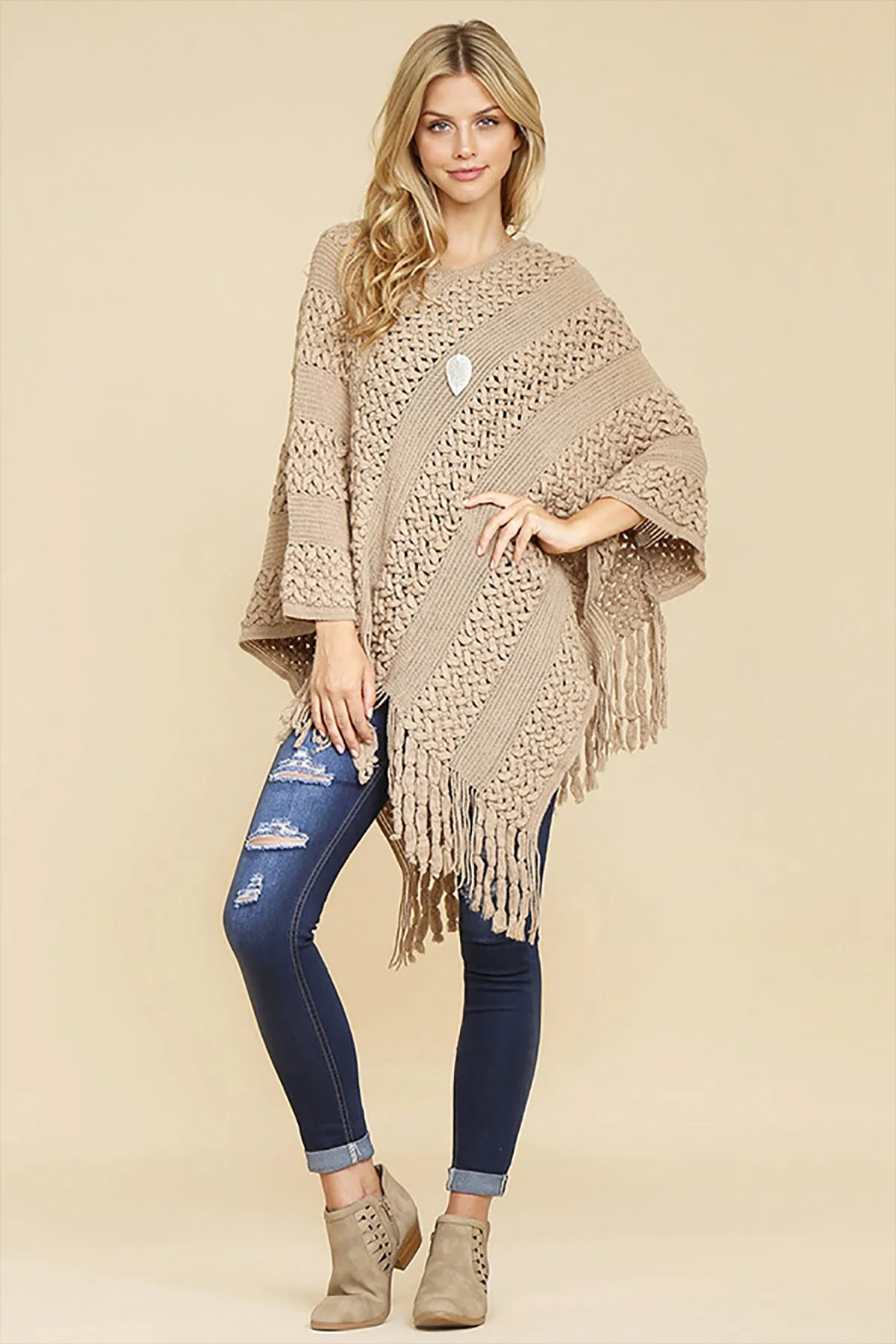 CLASSIC FRINGE PONCHO/6PCS