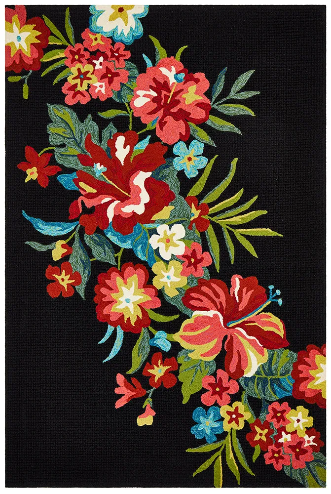 Copacabana Kelsey Bouquet Black Indoor Outdoor Rug