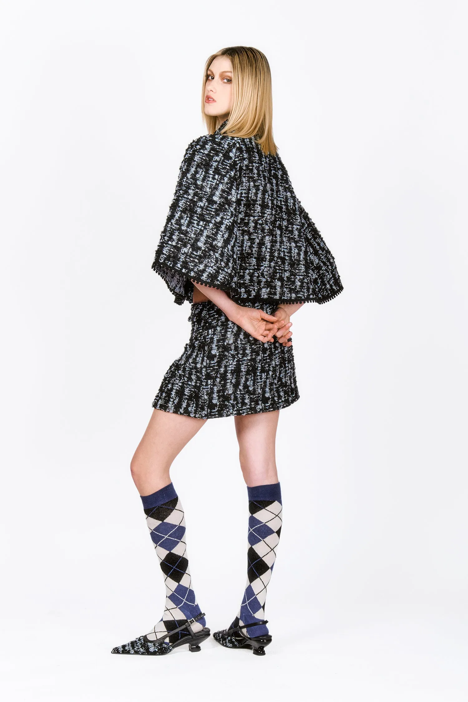 Cornflower Tweed Cape