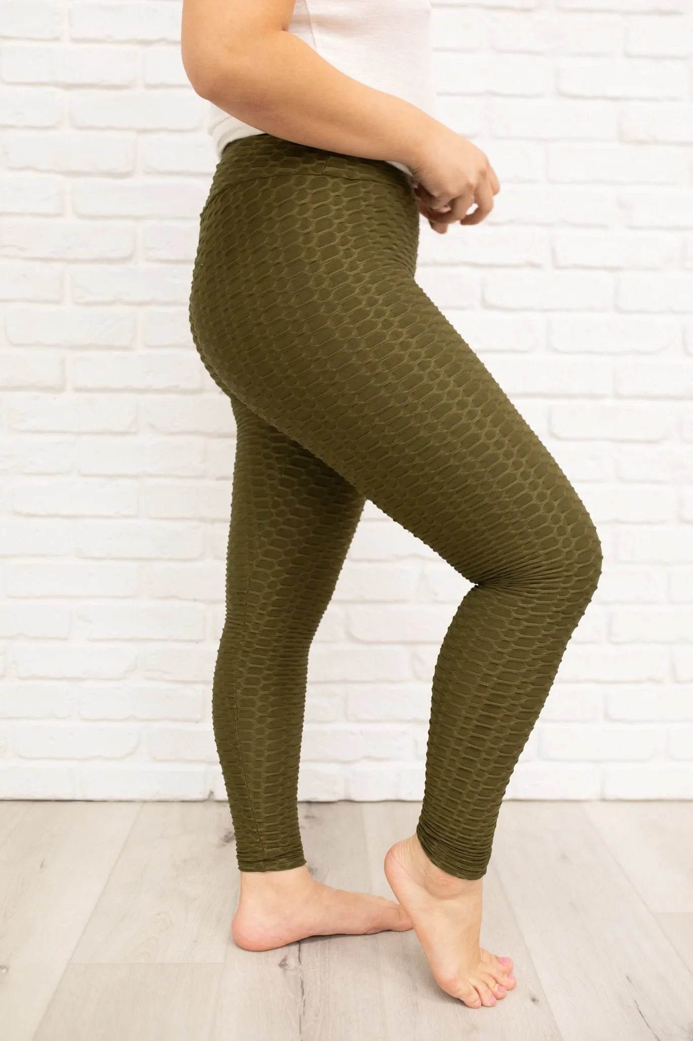 DOORBUSTER Let's Go Textured Leggings in Olive