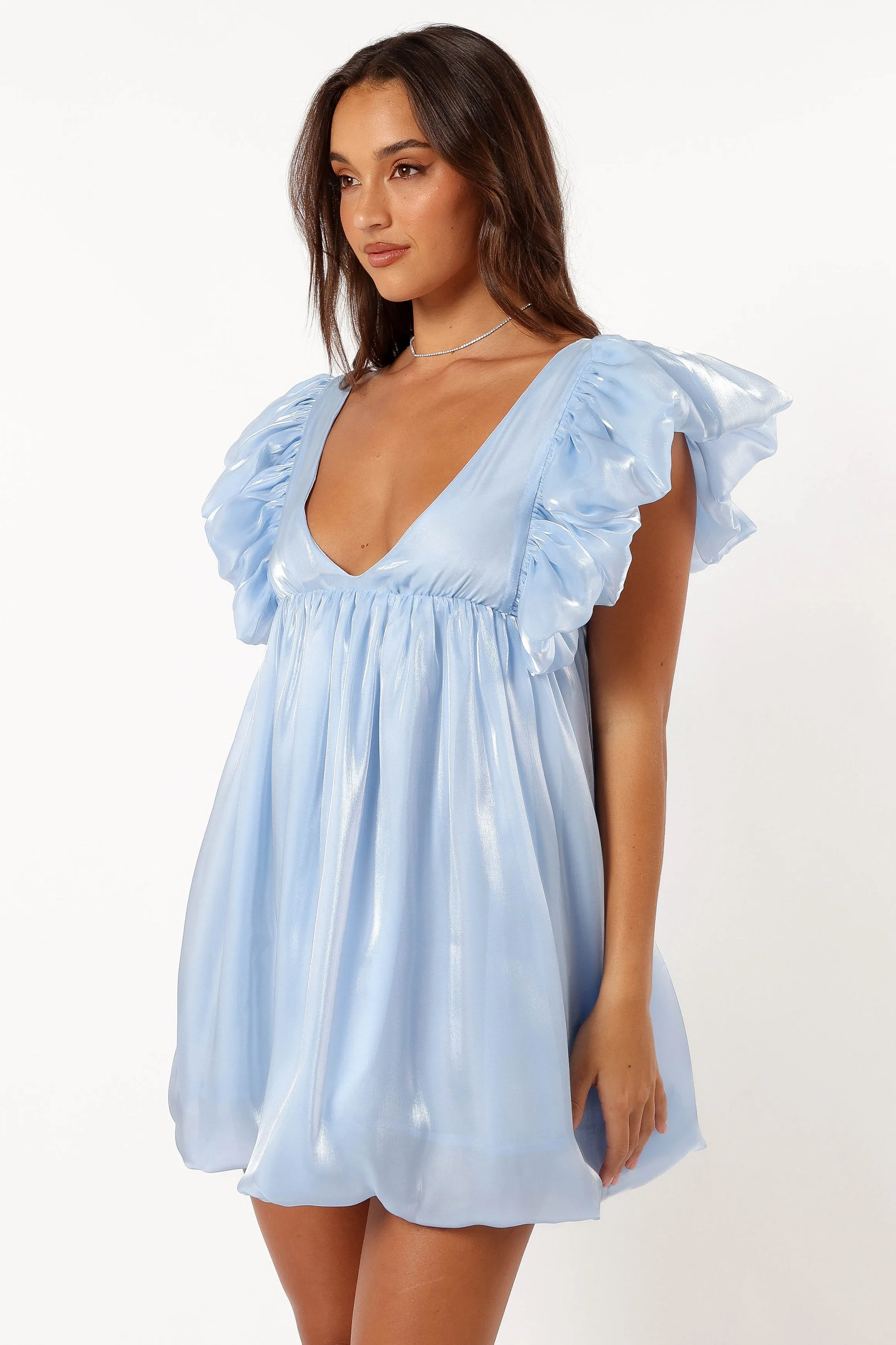 Dulip Frill Sleeve Mini Dress - Blue