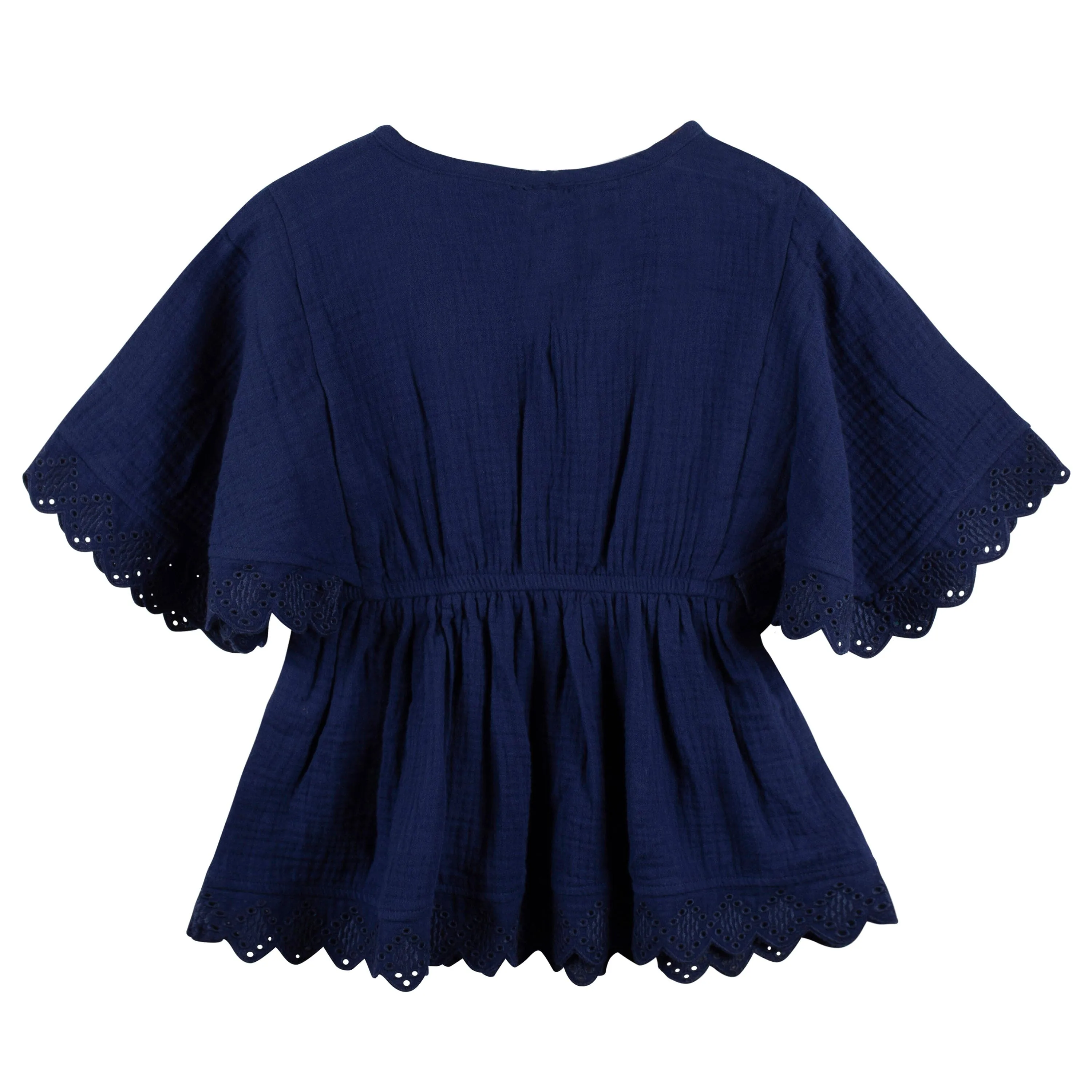 Embroidered Baby & Toddler Girls Navy Gauze Kaftan Swim Coverup