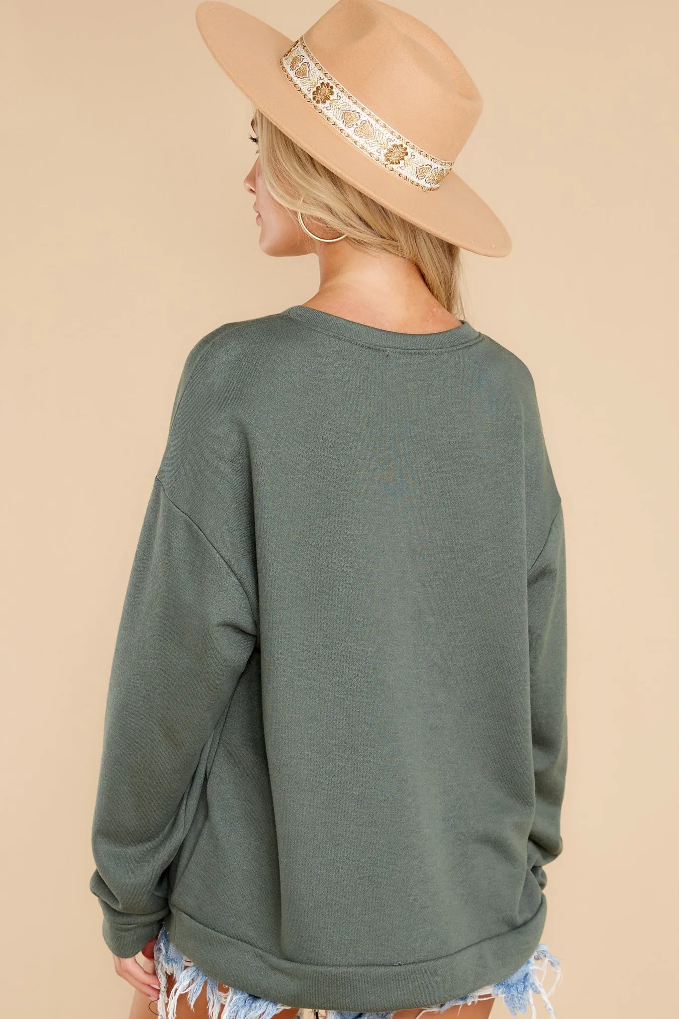 Feeling The Heat Dark Green Graphic Sweatshirt