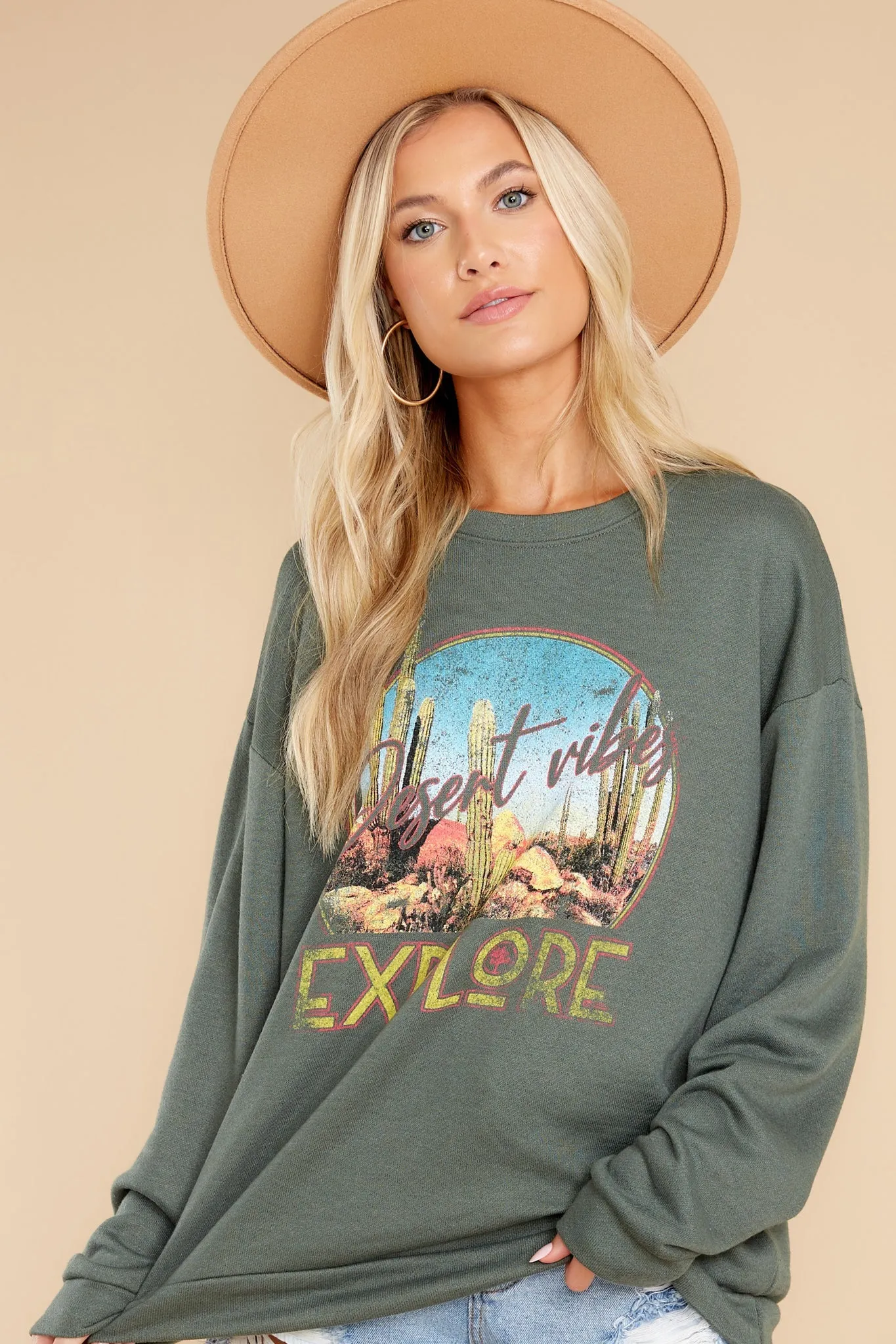 Feeling The Heat Dark Green Graphic Sweatshirt