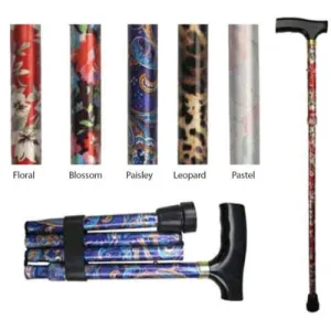 Folding Patterned Walking Stick - Pastel