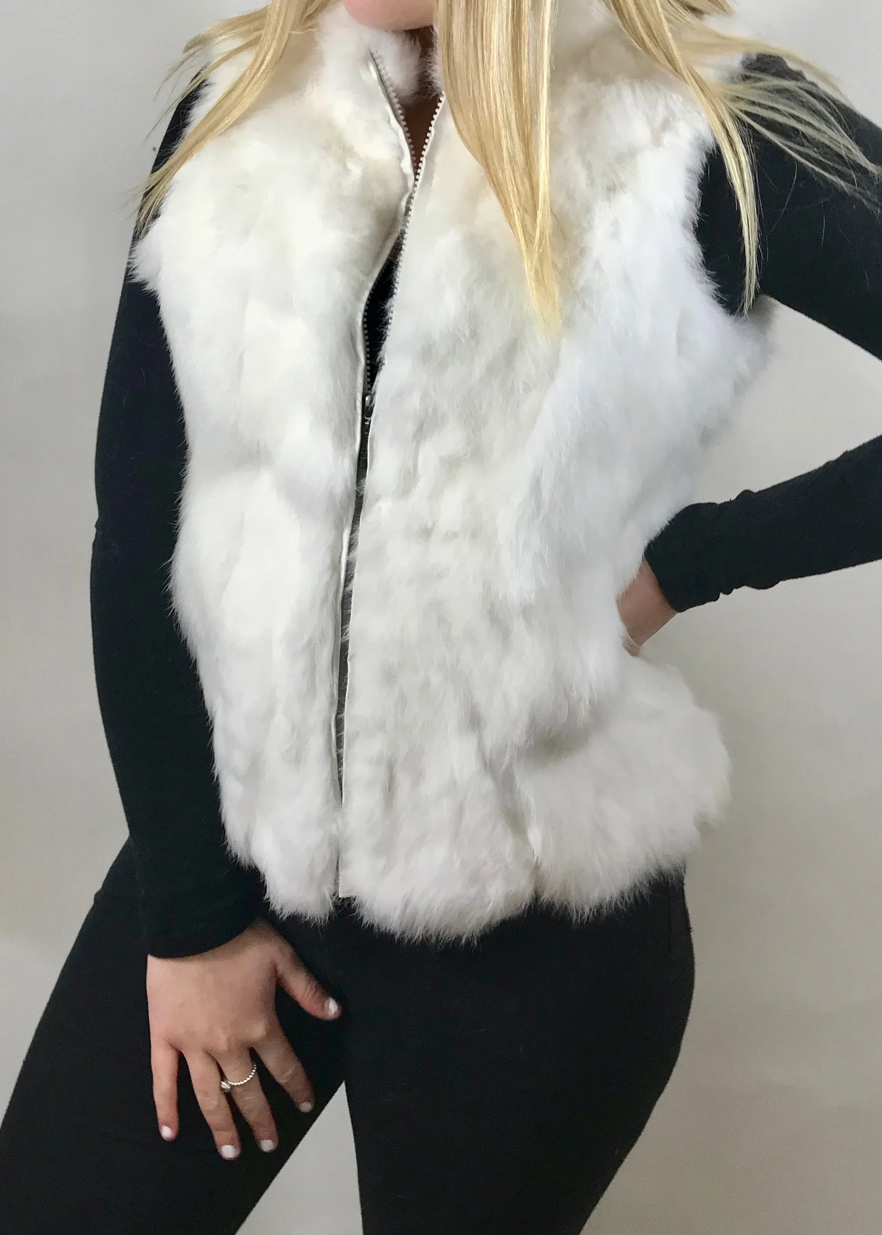 Fur Gilet in Snow White by Feathers Of Italy