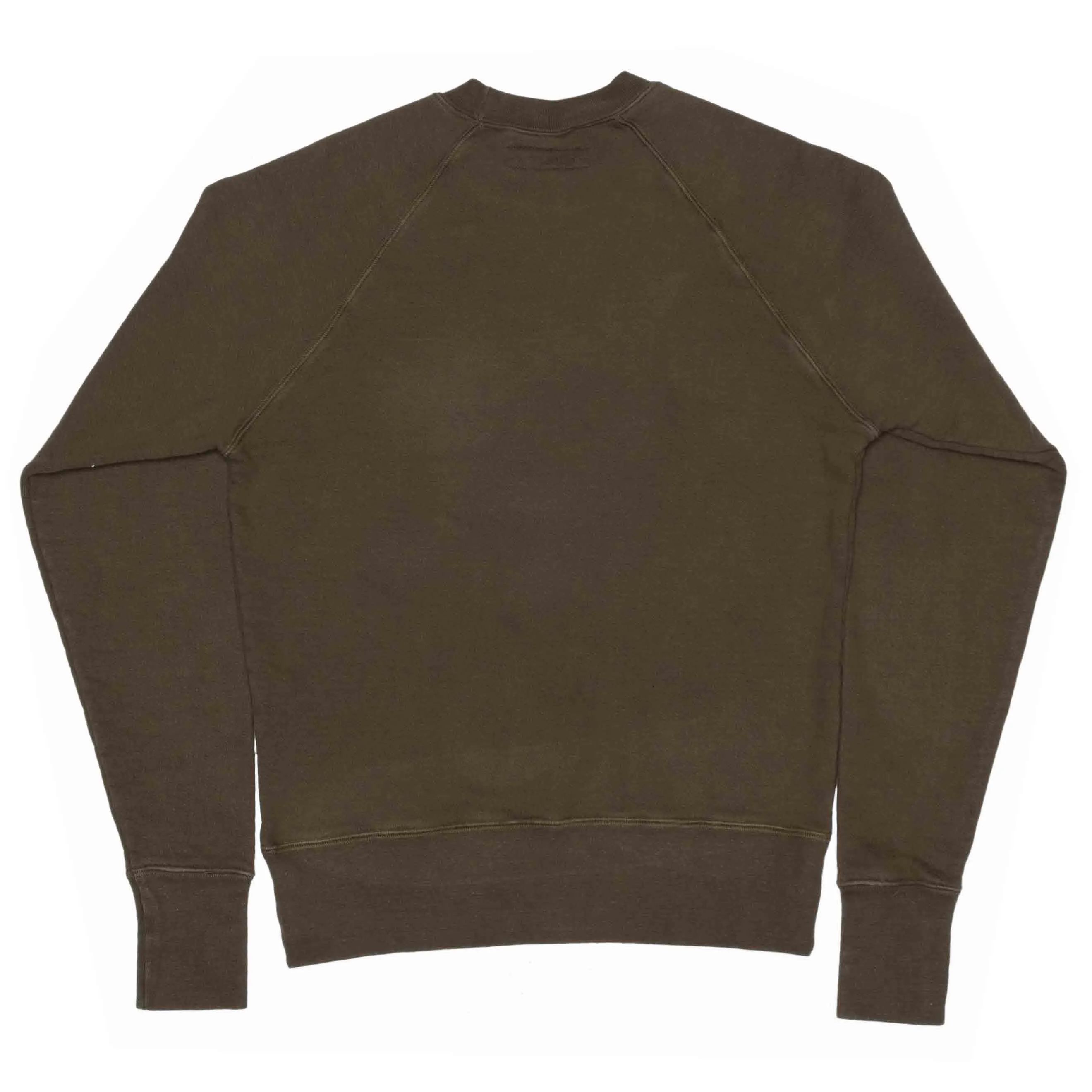 GARMENT DYED ORGANIC COTTON CREWNECK SWEATSHIRT - OLIVE