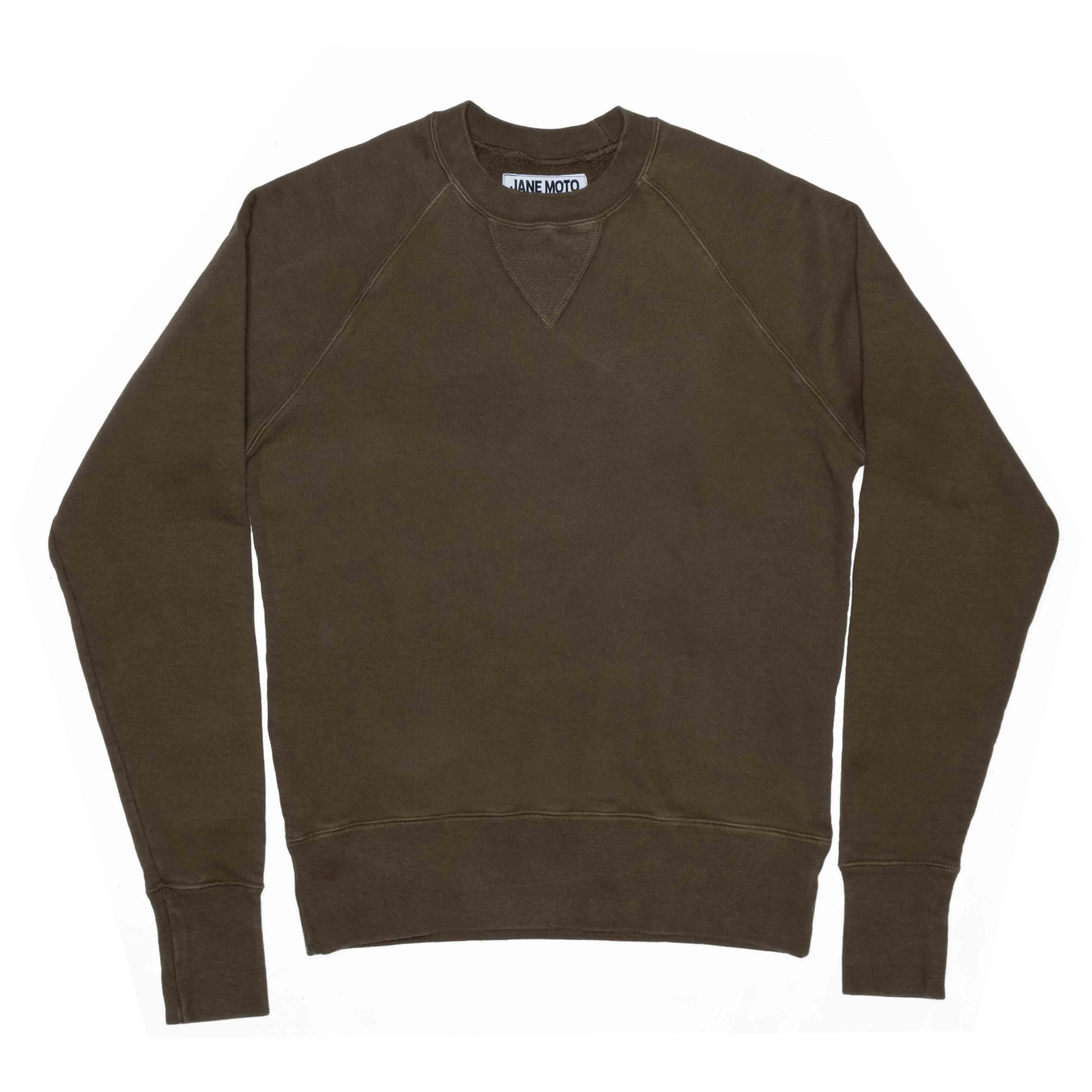 GARMENT DYED ORGANIC COTTON CREWNECK SWEATSHIRT - OLIVE