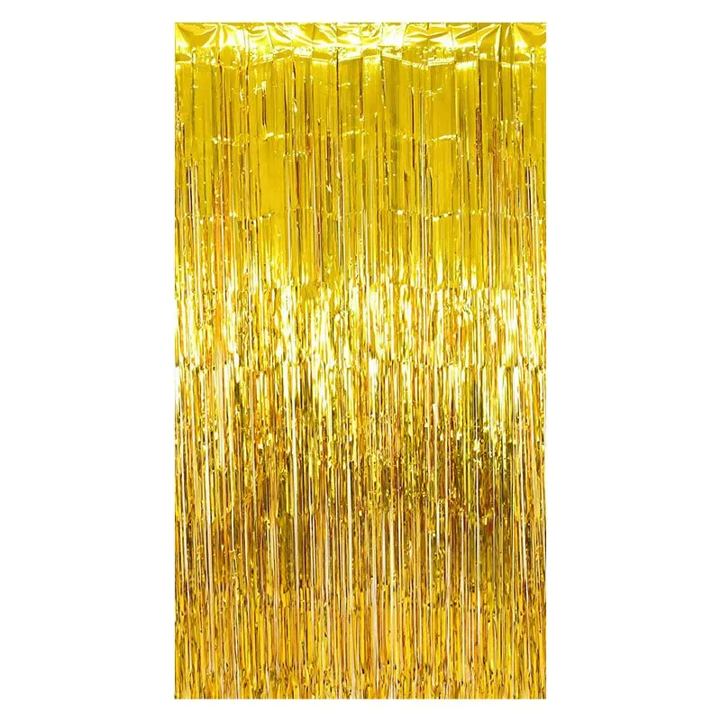 Gold Metallic Fringe Tinsel Curtain Backdrop