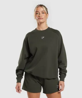 Gymshark Training Oversized Fleece Sweatshirt - Deep Olive Green