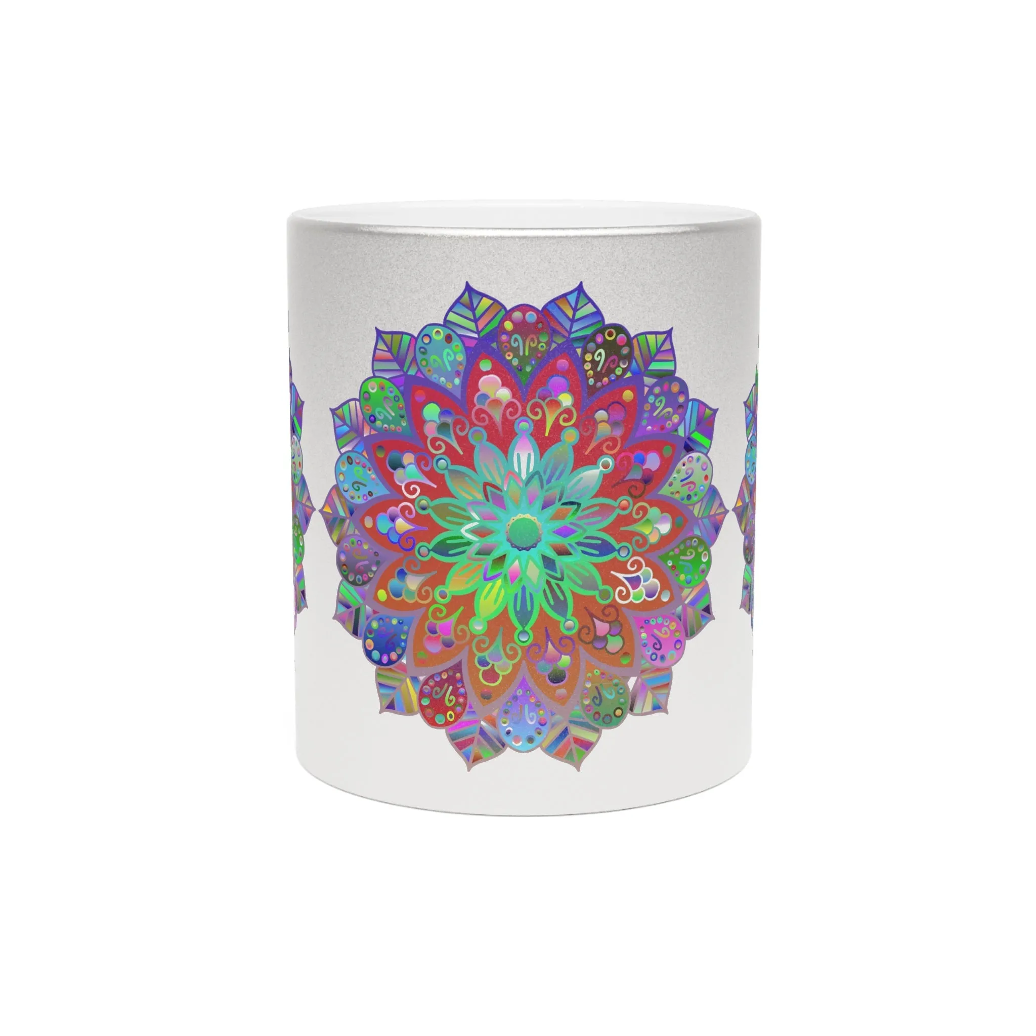 Handmade Mandala Art Metallic Mug - Unique Gift