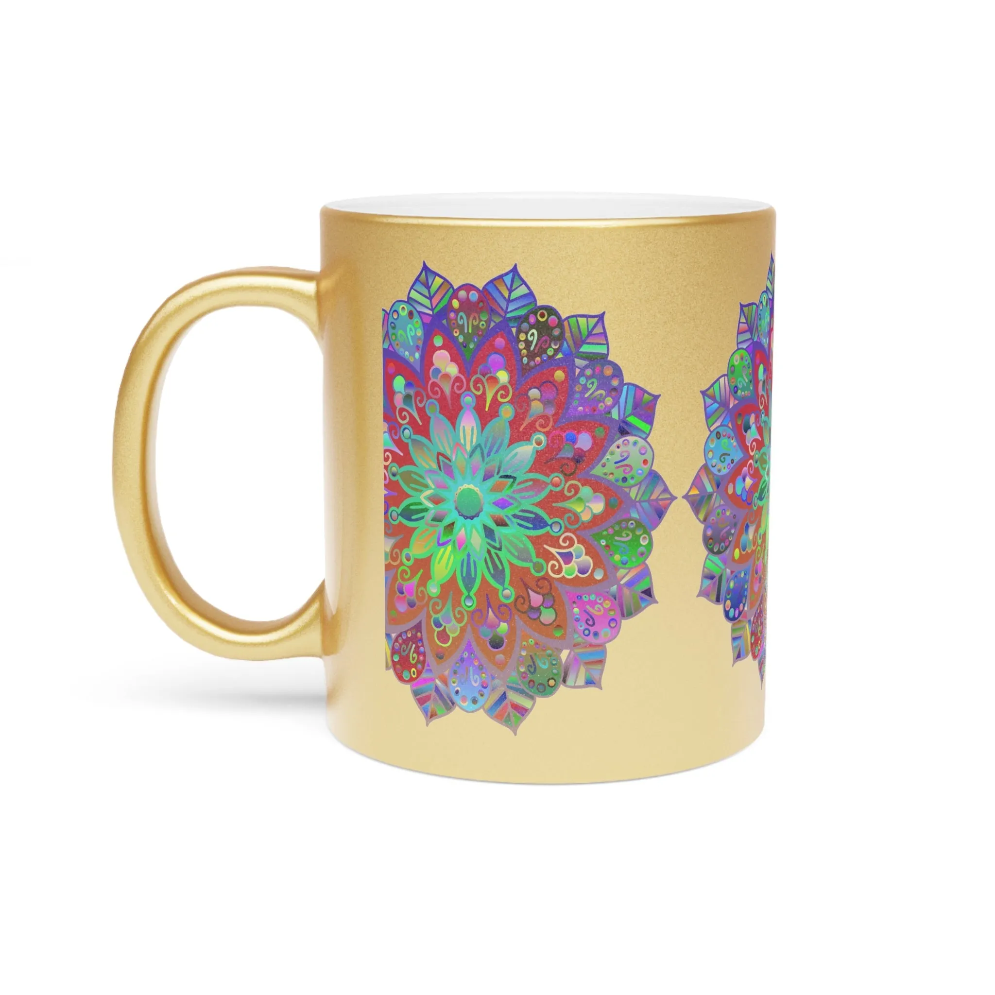 Handmade Mandala Art Metallic Mug - Unique Gift