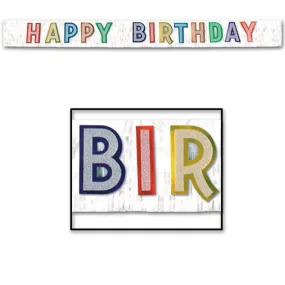 Happy Birthday Metallic Fringe Banner 9Ft  | 1ct