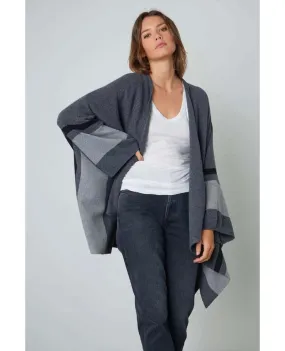 Harper Open Front Poncho Grey