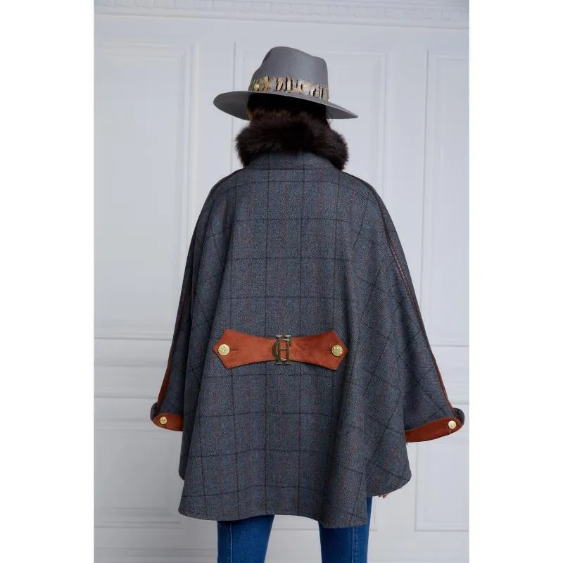 Holland Cooper Chiltern Ladies Cape - Mid Blue Check