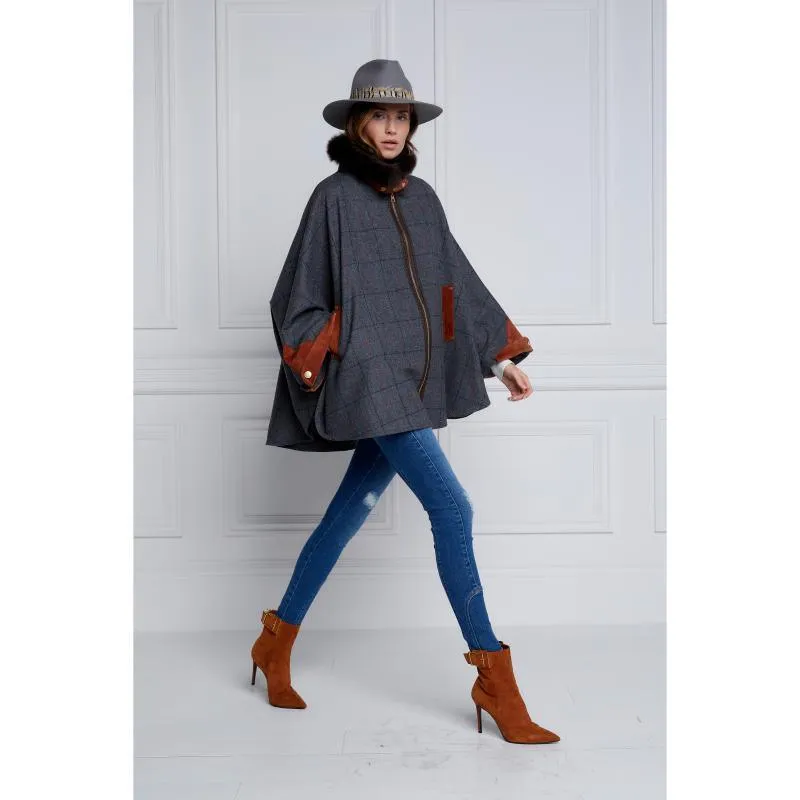 Holland Cooper Chiltern Ladies Cape - Mid Blue Check