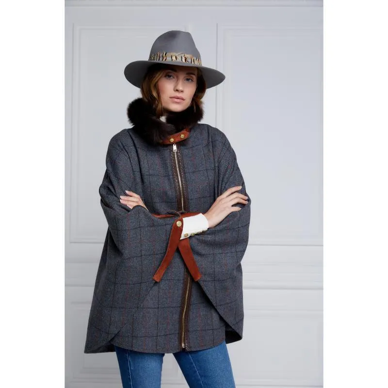 Holland Cooper Chiltern Ladies Cape - Mid Blue Check