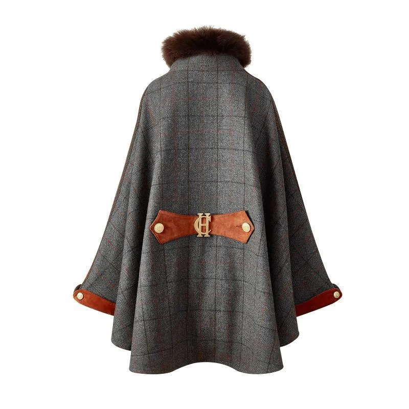 Holland Cooper Chiltern Ladies Cape - Mid Blue Check