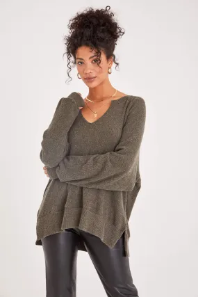 Hunter Green Calla Heathered Tunic Tops