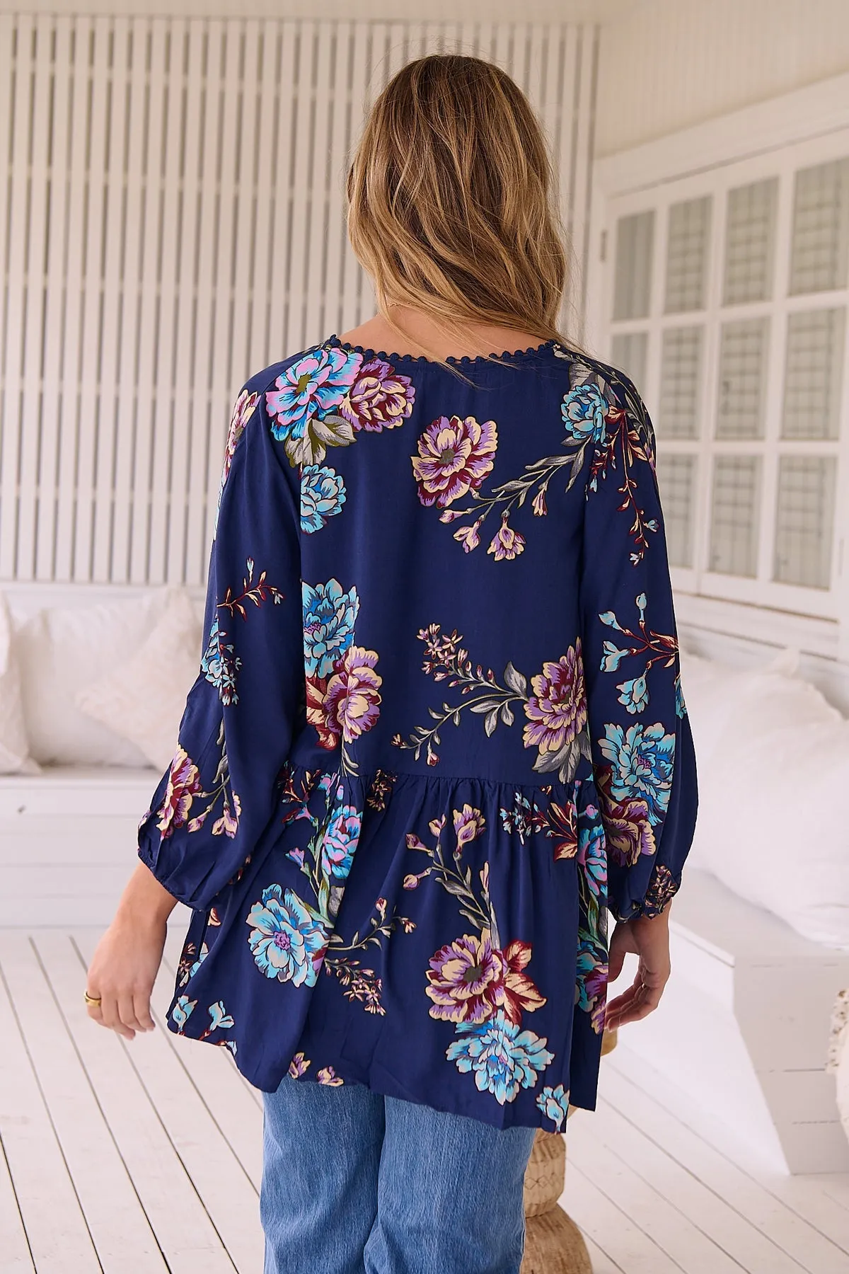 Jaase - Chloe Tunic Top Blouse Billowy Sleeve - Botanica Collection