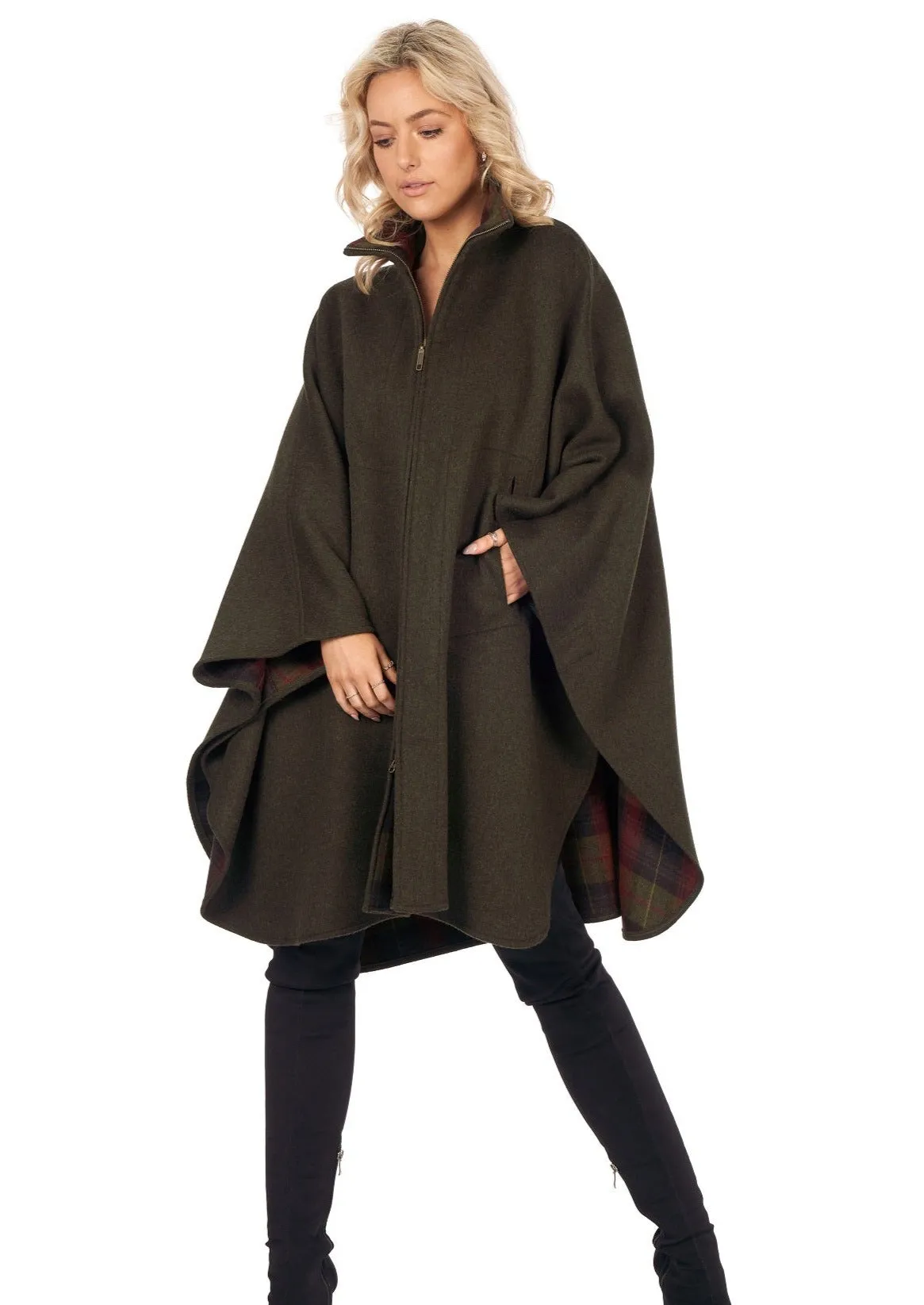 Jimmy Hourihan Zippered Cape | Army Green