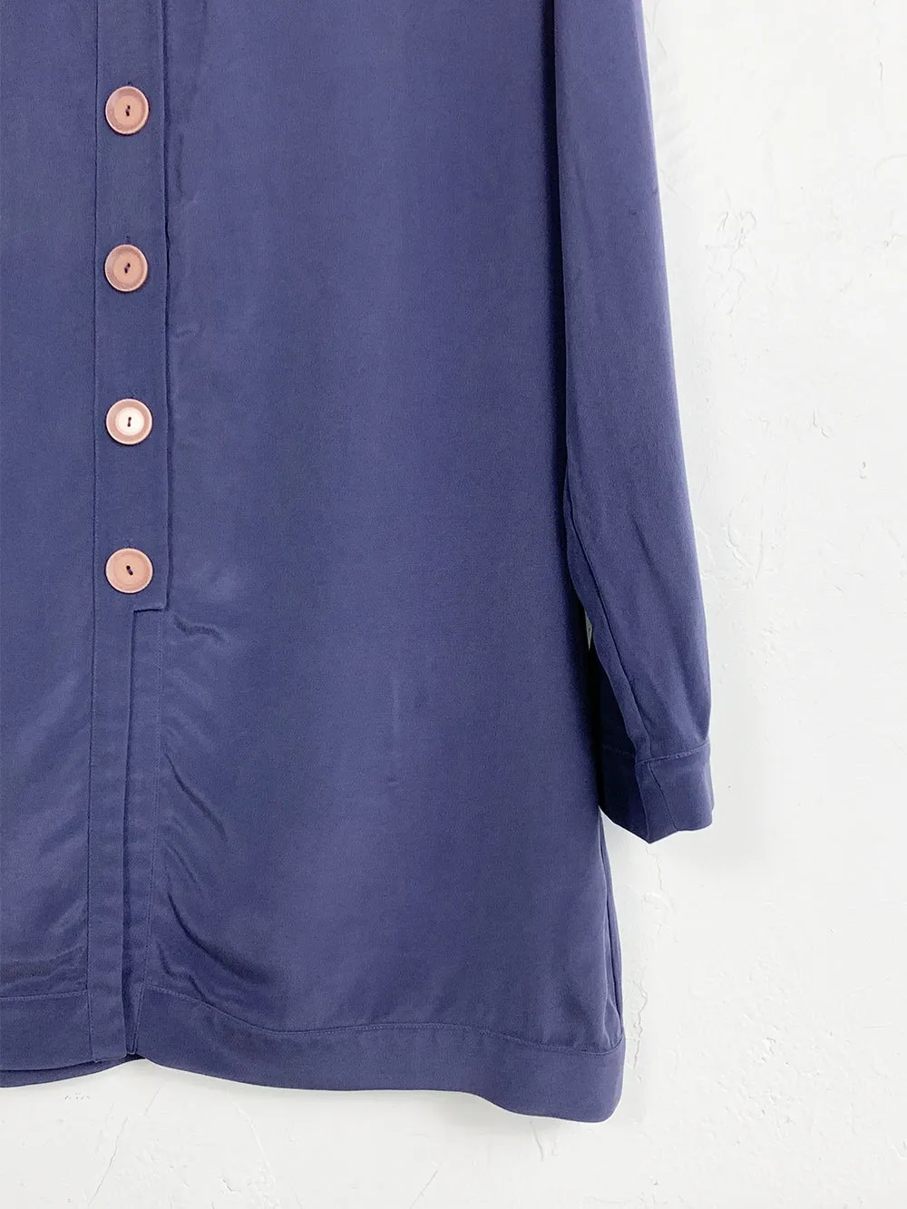 JNY Indigo Silk Button Up Tunic