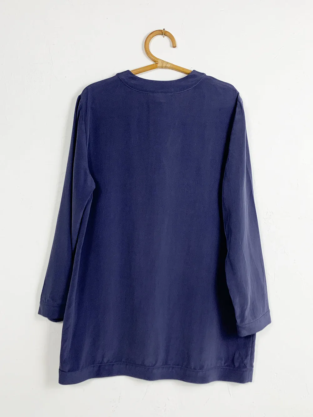 JNY Indigo Silk Button Up Tunic