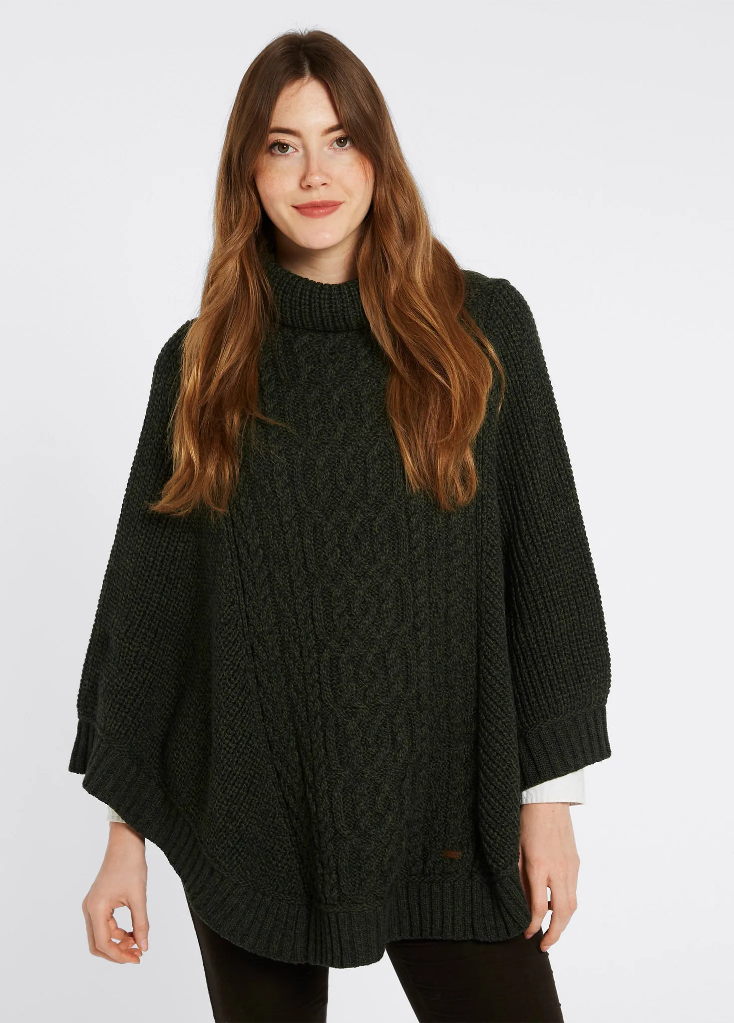 Kilronan Women’s Merino Poncho - Olive