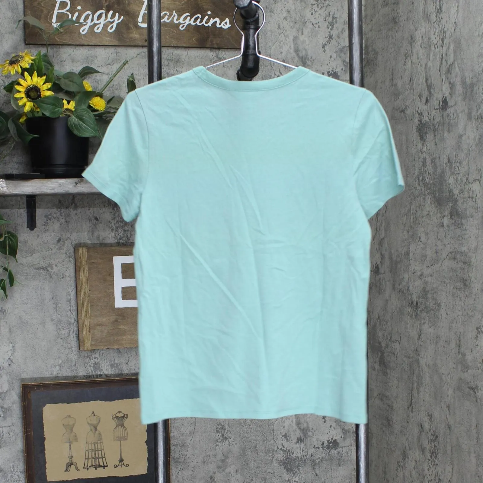 LC Lauren Conrad Frosty Graphic Tunic Short Sleeve T-Shirt Tee Blue Green S