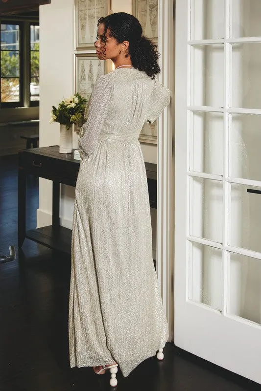 Long Sleeve Metallic Maxi Dress