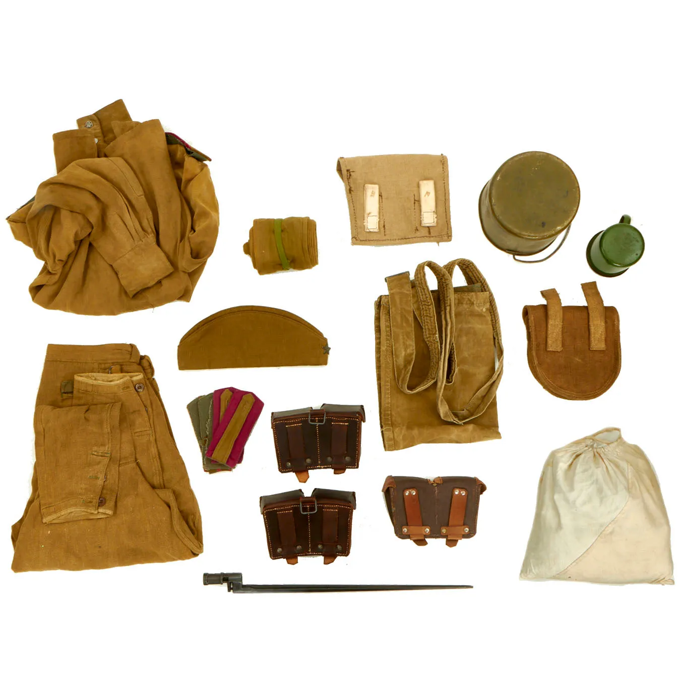 Lot of Original and Reproduction Soviet WWII Field Equipment and Uniform Items -20 Items Total