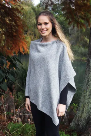 Lothlorian - Zippered Poncho in Merino Wool and Possum Fur